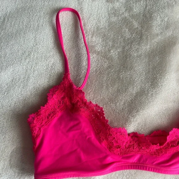 Pink Lace Trim Bralette - Women's Intimates - Picture 3 of 6